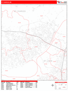 St. Charles Digital Map Red Line Style